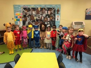 Preschoolers on a dress-up day at The Campbell School