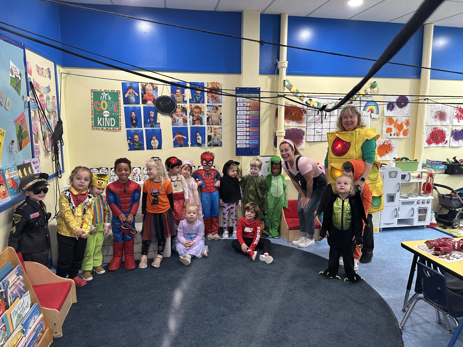 Children and teachers in costume for dress-up day at The Campbell School