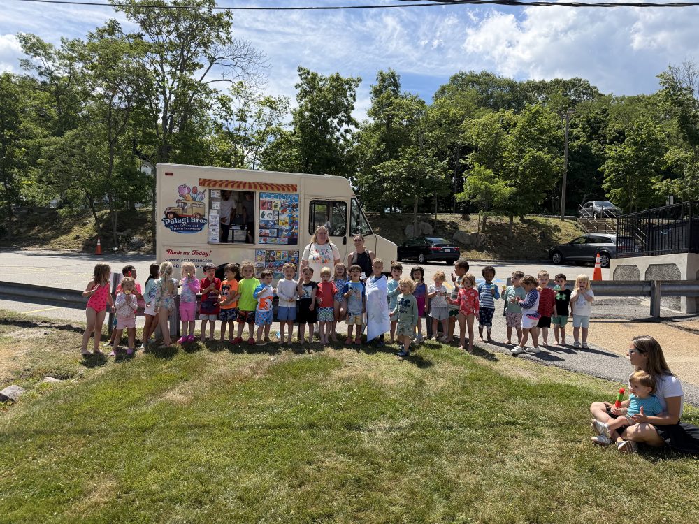 The whole school gathered outside for ice cream day